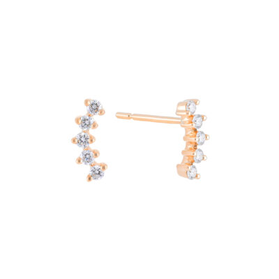 Broqueles arco de oro rosa con diamantes
