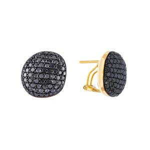 Huggies de oro amarillo con diamantes negros