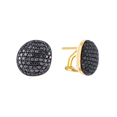 Huggies de oro amarillo con diamantes negros