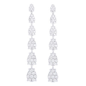 Aretes fiesta de oro blanco con diamantes