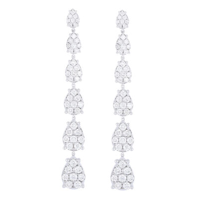 Aretes fiesta de oro blanco con diamantes