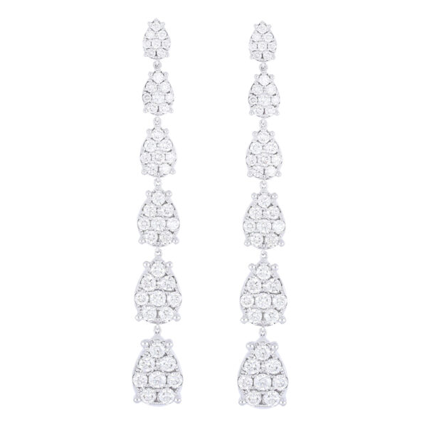 Aretes fiesta de oro blanco con diamantes