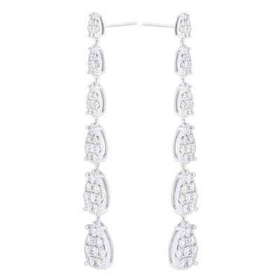 Aretes fiesta de oro blanco con diamantes - Imagen 2