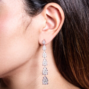 Aretes fiesta de oro blanco con diamantes - Imagen 3