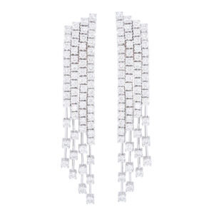 Aretes fiesta de oro blanco con diamantes