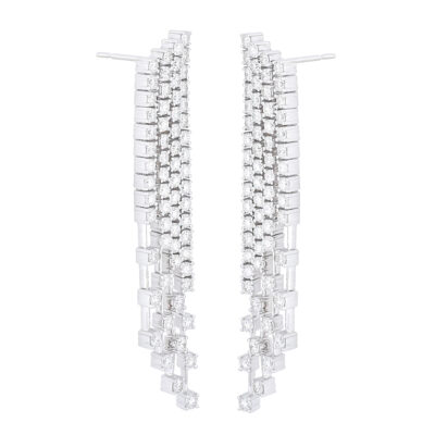 Aretes fiesta de oro blanco con diamantes - Imagen 2