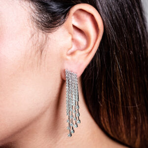 Aretes fiesta de oro blanco con diamantes - Imagen 3