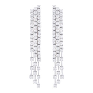 Aretes fiesta de oro blanco con diamantes