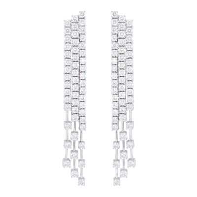Aretes fiesta de oro blanco con diamantes