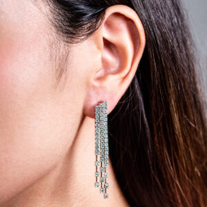 Aretes fiesta de oro blanco con diamantes - Imagen 3