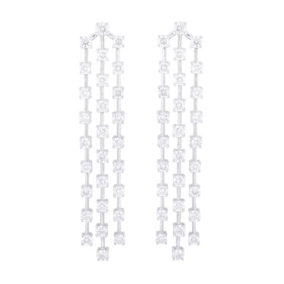 Aretes fiesta de oro blanco con diamantes