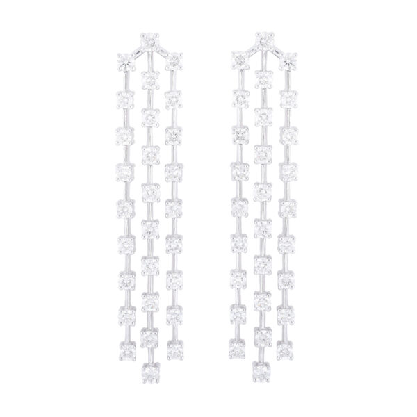 Aretes fiesta de oro blanco con diamantes