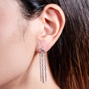 Aretes fiesta de oro blanco con diamantes - Imagen 3