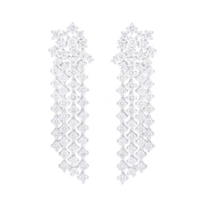 Aretes fiesta de oro blanco con diamantes