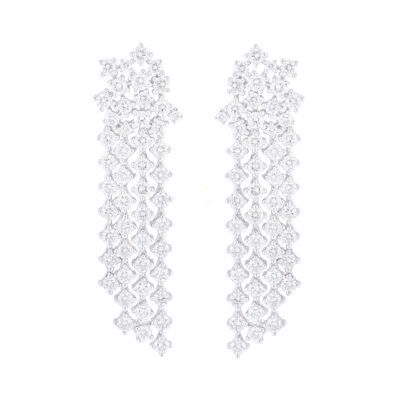Aretes fiesta de oro blanco con diamantes