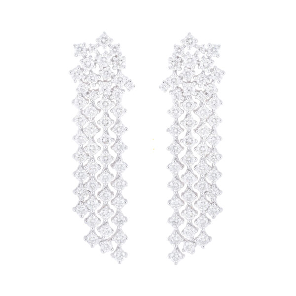 Aretes fiesta de oro blanco con diamantes