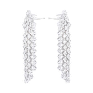 Aretes fiesta de oro blanco con diamantes - Imagen 2