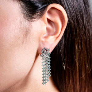 Aretes fiesta de oro blanco con diamantes - Imagen 3