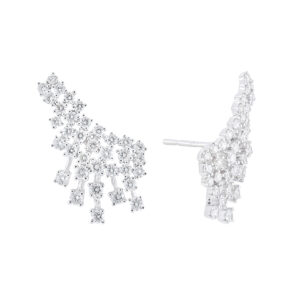 Aretes fiesta de oro blanco con diamantes