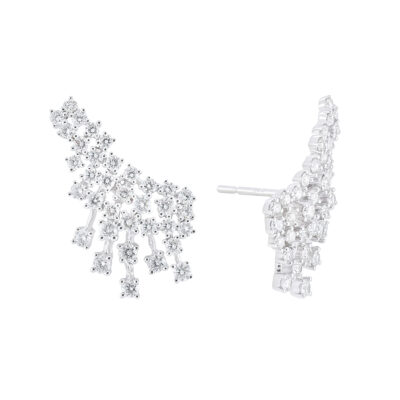 Aretes fiesta de oro blanco con diamantes