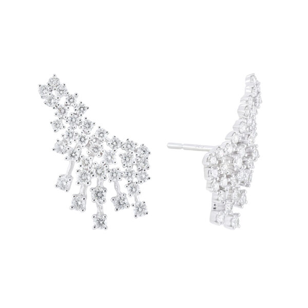 Aretes fiesta de oro blanco con diamantes