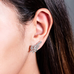 Aretes fiesta de oro blanco con diamantes - Imagen 3
