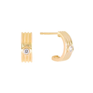 Aretes arco de oro amarillo con diamantes
