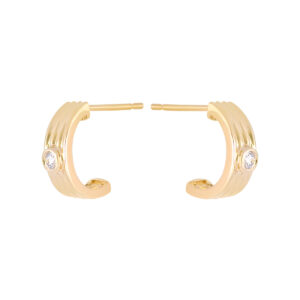 Aretes arco de oro amarillo con diamantes - Imagen 2