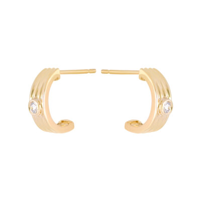 Aretes arco de oro amarillo con diamantes - Imagen 2