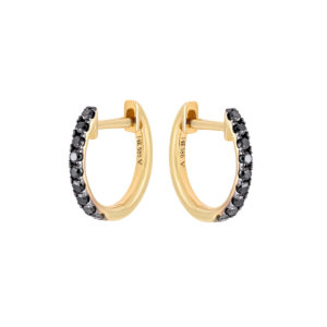 Arracadas de oro amarillo con diamantes negros - Imagen 2