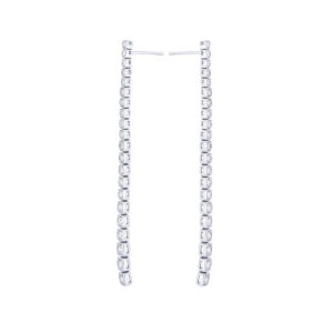 Aretes largos de oro blanco con diamantes - Imagen 2