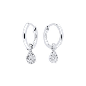 Arracadas en oro blanco con gotas y diamantes