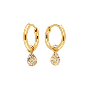 Arracadas en oro amarillo con gotas y diamantes