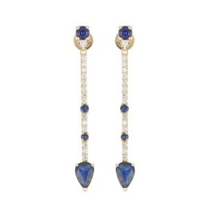 Aretes de Oro Amarillo con Diamantes y Zafiros