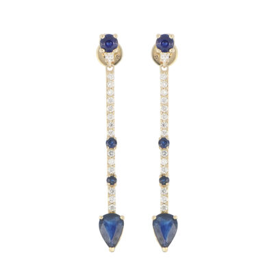 Aretes de Oro Amarillo con Diamantes y Zafiros