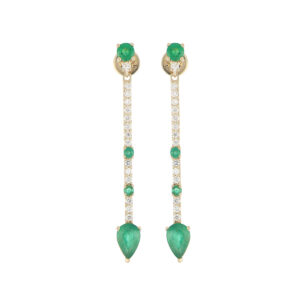 Aretes de Oro Amarillo con Esmeraldas y Diamantes