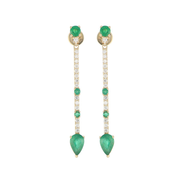 Aretes de Oro Amarillo con Esmeraldas y Diamantes