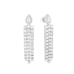 Aretes de Oro Blanco con Diamantes - Imagen 2