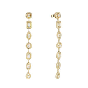 Aretes de Oro Amarillo con Diamantes - Imagen 2