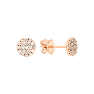 Broqueles disco de oro rosa con diamantes
