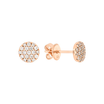 Broqueles disco de oro rosa con diamantes