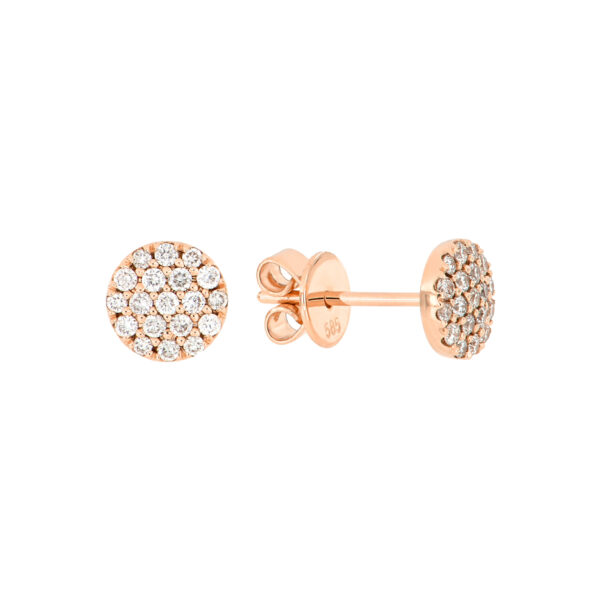 Broqueles disco de oro rosa con diamantes