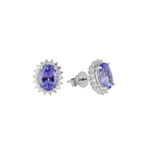 Broqueles de oro blanco con tanzanita y diamantes