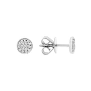 Broqueles disco de oro blanco con diamantes