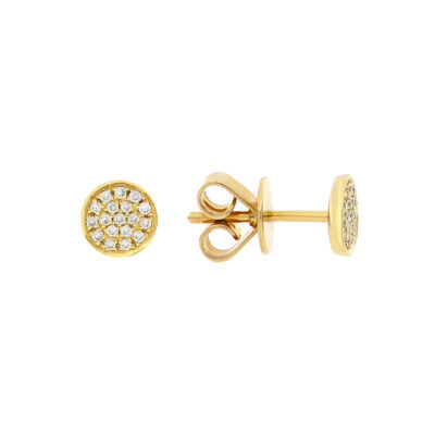 Broqueles disco de oro con diamantes
