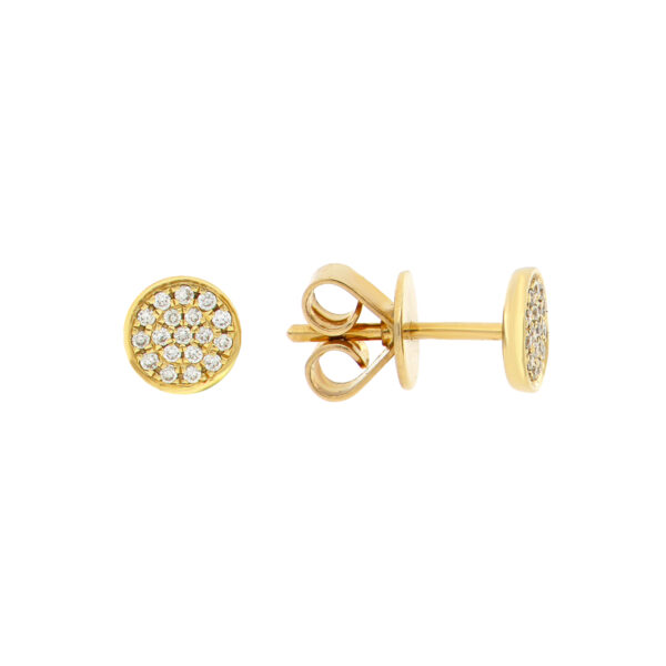 Broqueles disco de oro con diamantes