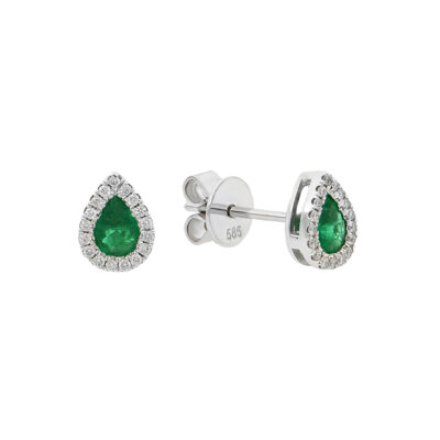 Broqueles de oro blanco con diamantes y esmeraldas