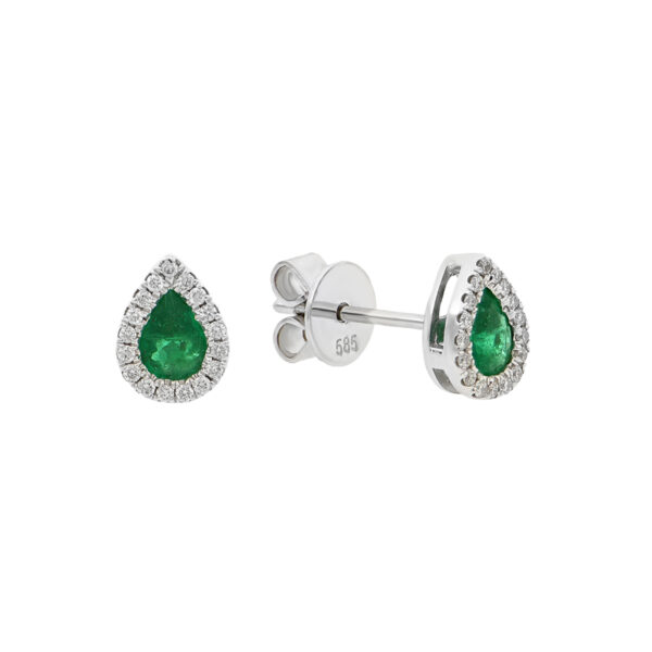 Broqueles de oro blanco con diamantes y esmeraldas