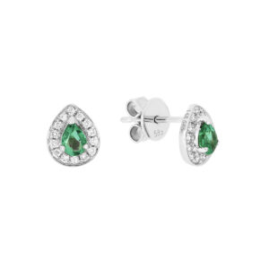 Broqueles de oro blanco con diamantes y esmeraldas