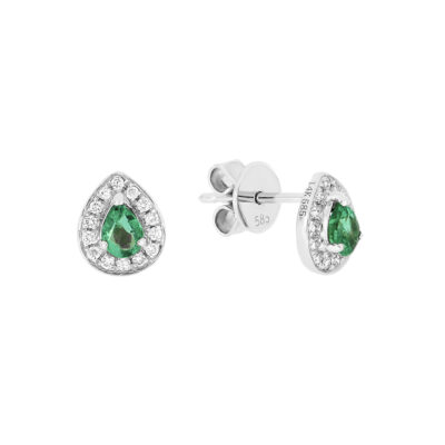 Broqueles de oro blanco con diamantes y esmeraldas
